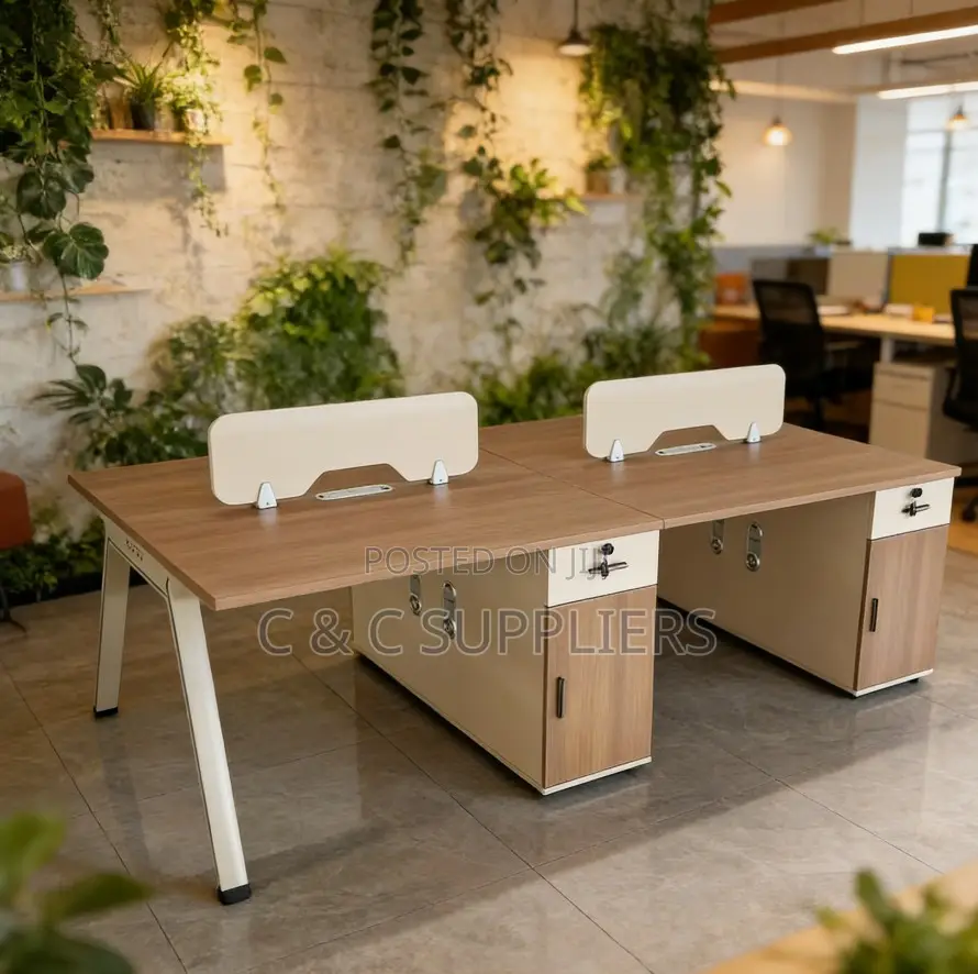 Office Desks; 4-Way Modular Office Workstation With Storage