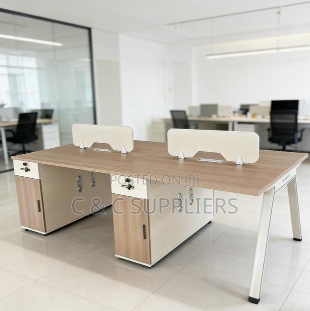 Office Desks; 4-Way Modular Office Workstation With Storage - thumbnail 3