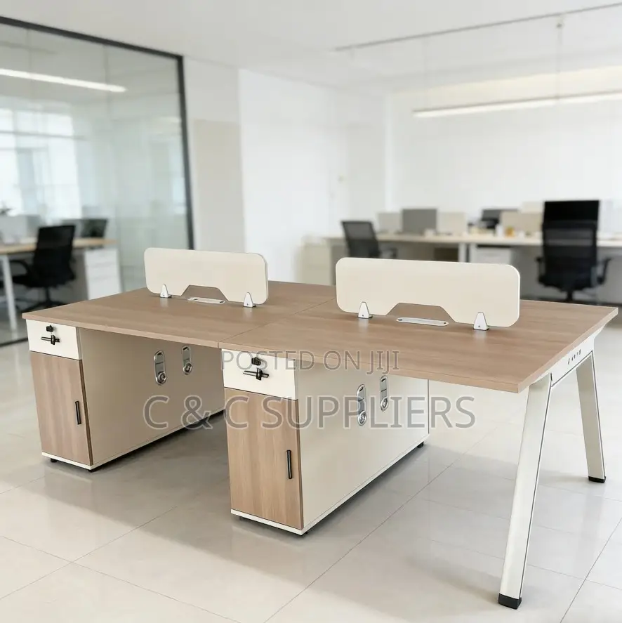 Office Desks; 4-Way Modular Office Workstation With Storage