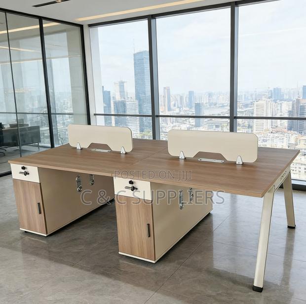 Office Desks; 4-Way Modular Office Workstation With Storage - thumbnail 4