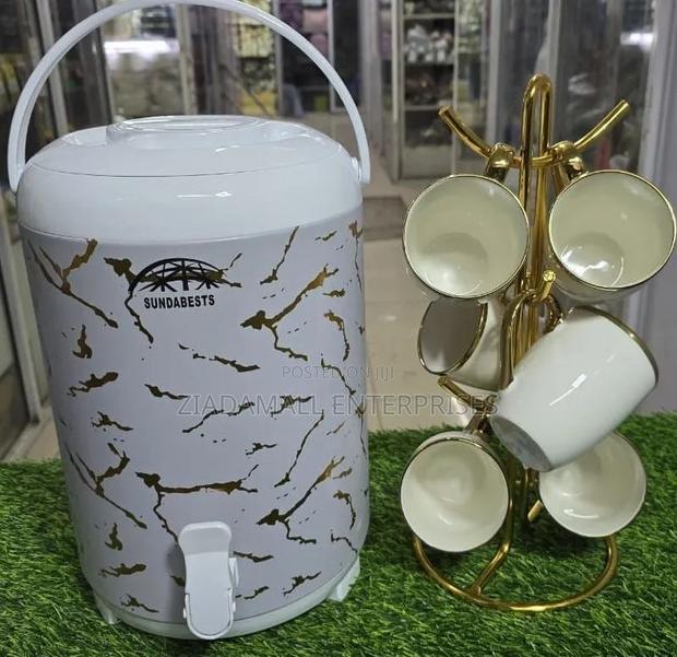 Tea Urn Set 7pc Marble Finish Tea Urn Set – Perfect for Stylish Servin