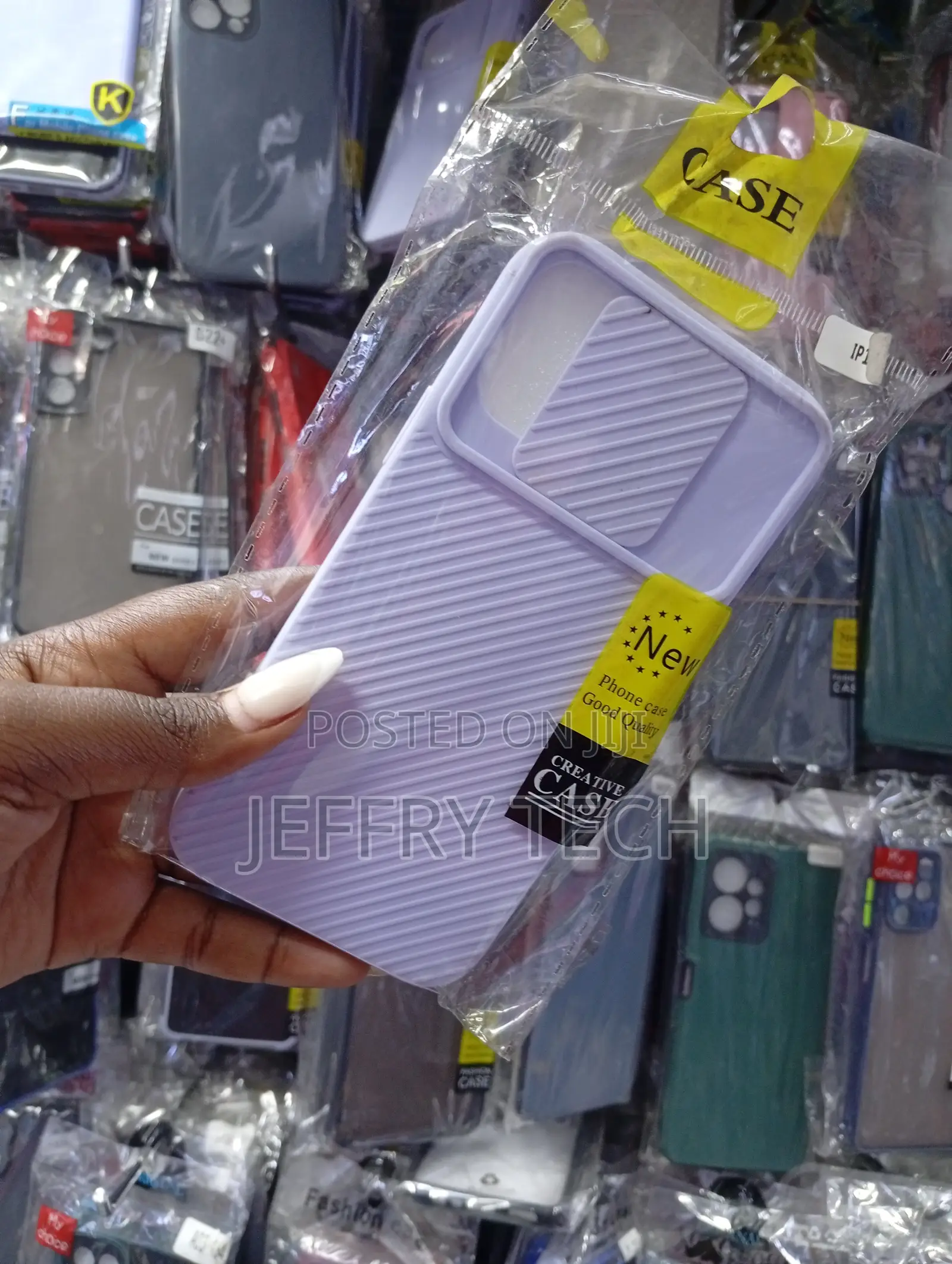 Light Purple Silicone Phone Case Features a Diagonal Ribbed