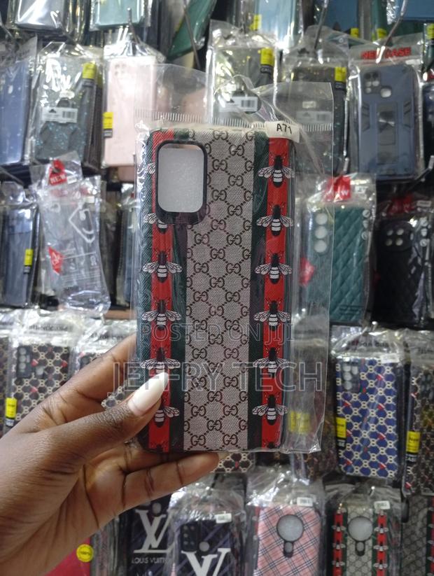 Gucci-Branded Protective Case Is for a Samsung Galaxy A71 Phone.