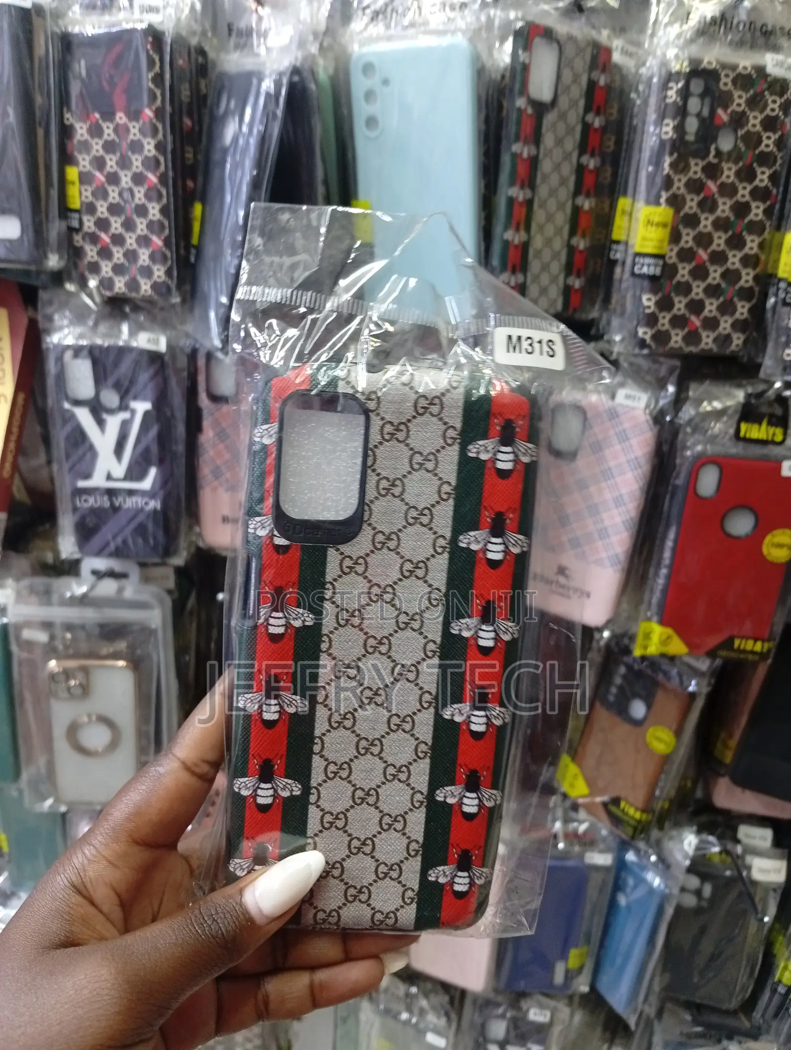 Decorative Phone Case Featuring a Designer-Inspired Bee and Monogram