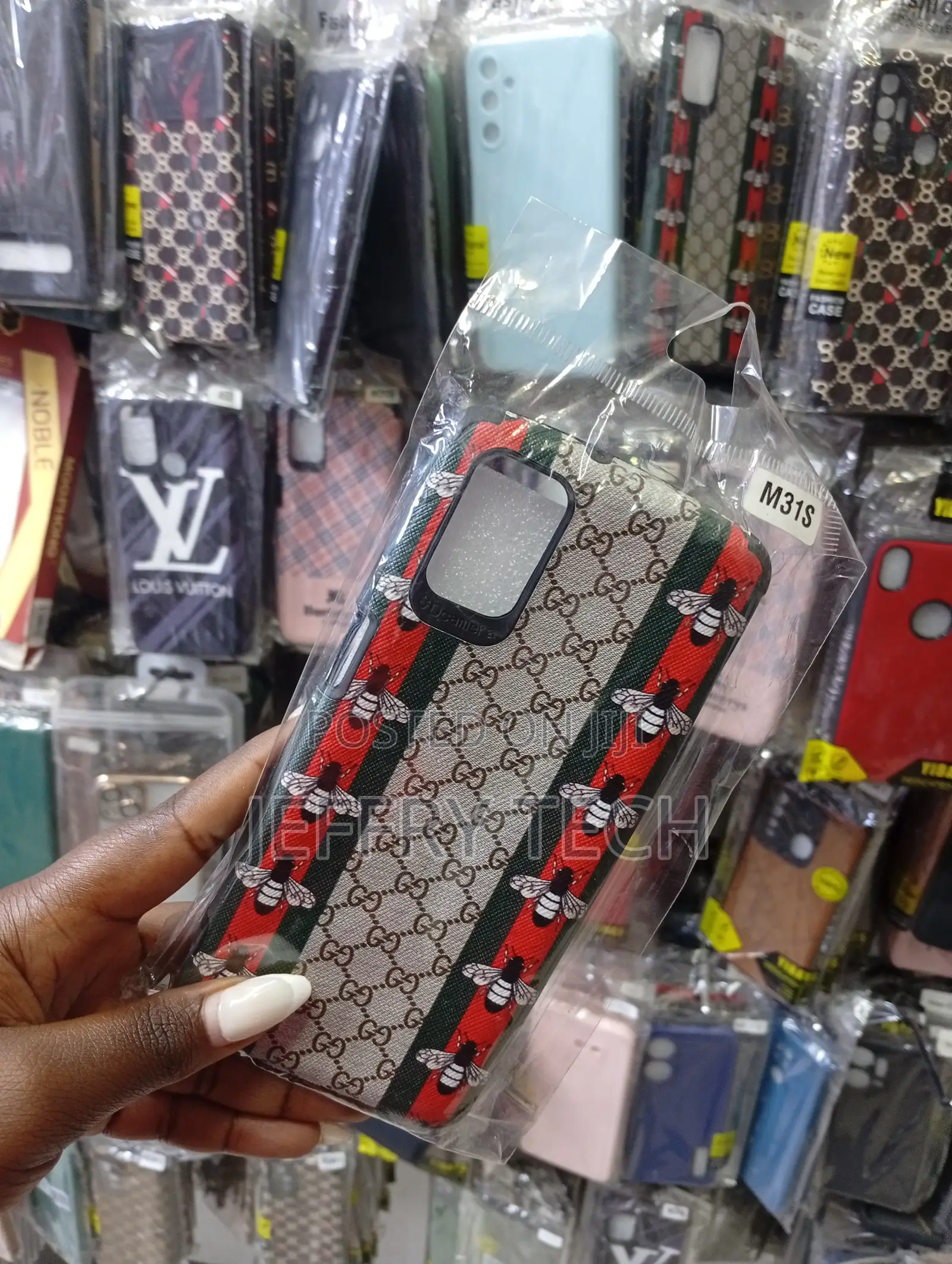 Decorative Phone Case Featuring a Designer-Inspired Bee and Monogram
