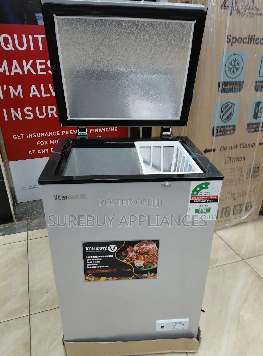Volsmart 110 Litres Compact Chest Freezer Fast Cooling