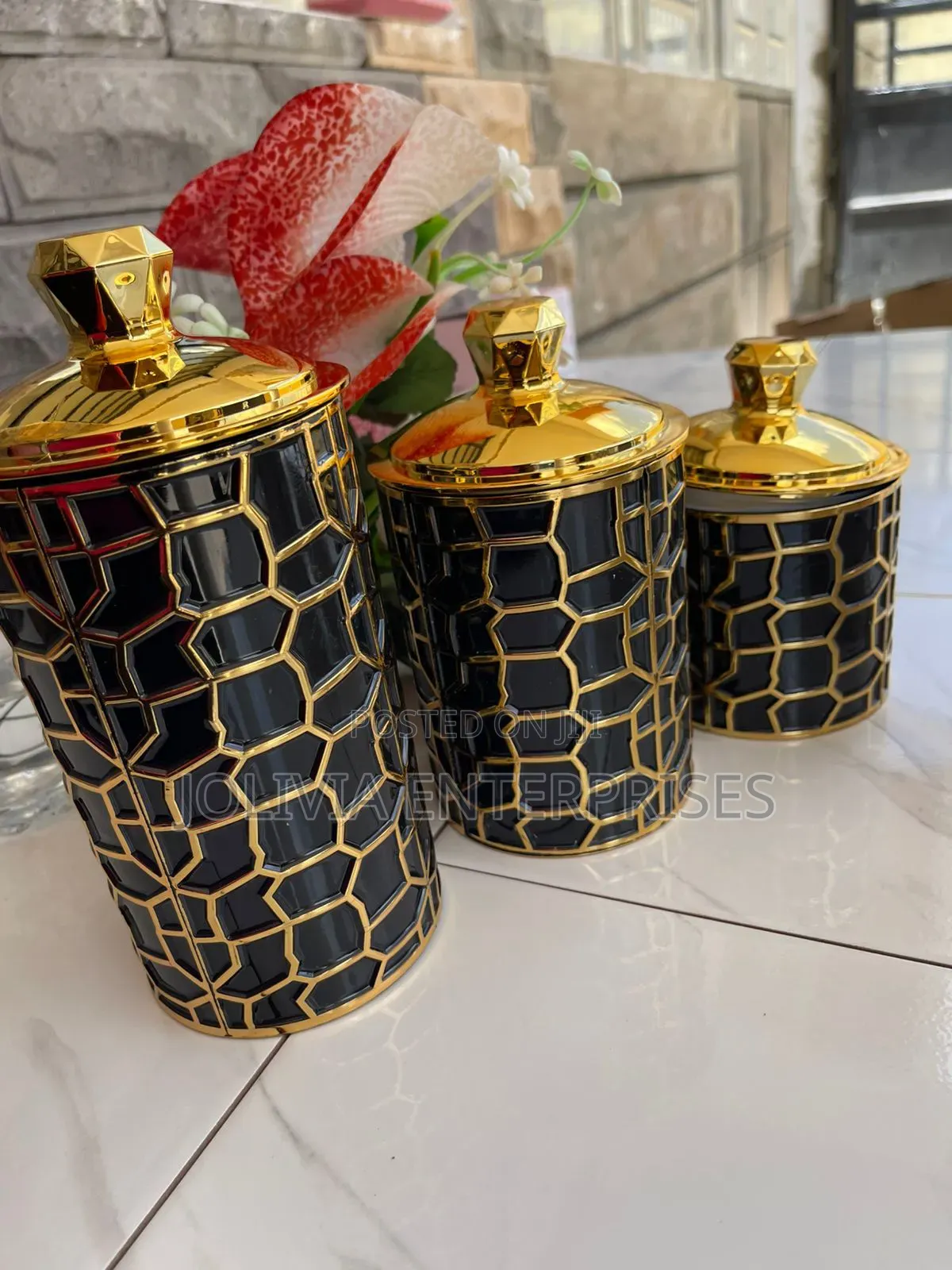 Gold Coated 3pcs Canisters