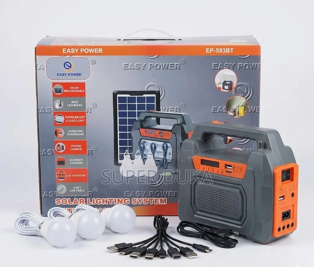 Easy Power Ep-593bt Solar Lighting.3 Bulb,Fm,Usb,Mem,Bluetooth Speaker