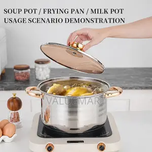 Stainless Steel Cookware -12 Piece Set, Gold Handle
