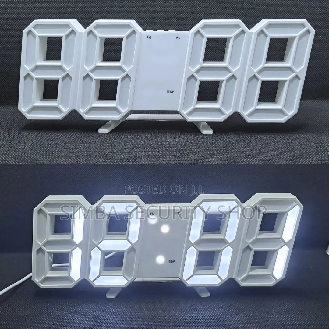 Intelligent White 3d Led Digital Wall or Table Desk Alarm Clock Gift