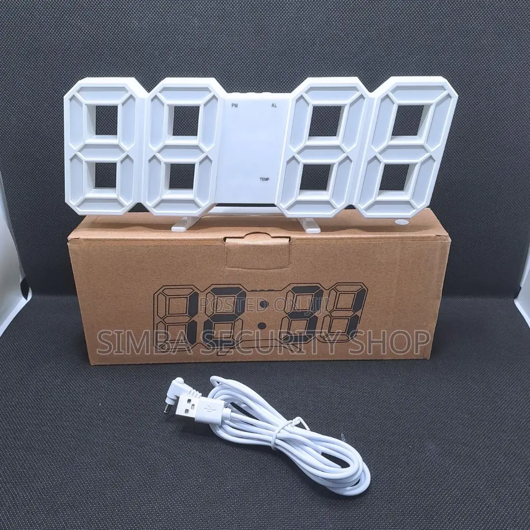 Intelligent White 3d Led Digital Wall or Table Desk Alarm Clock Gift