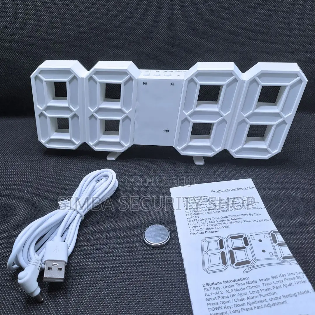 Intelligent White 3d Led Digital Wall or Table Desk Alarm Clock Gift