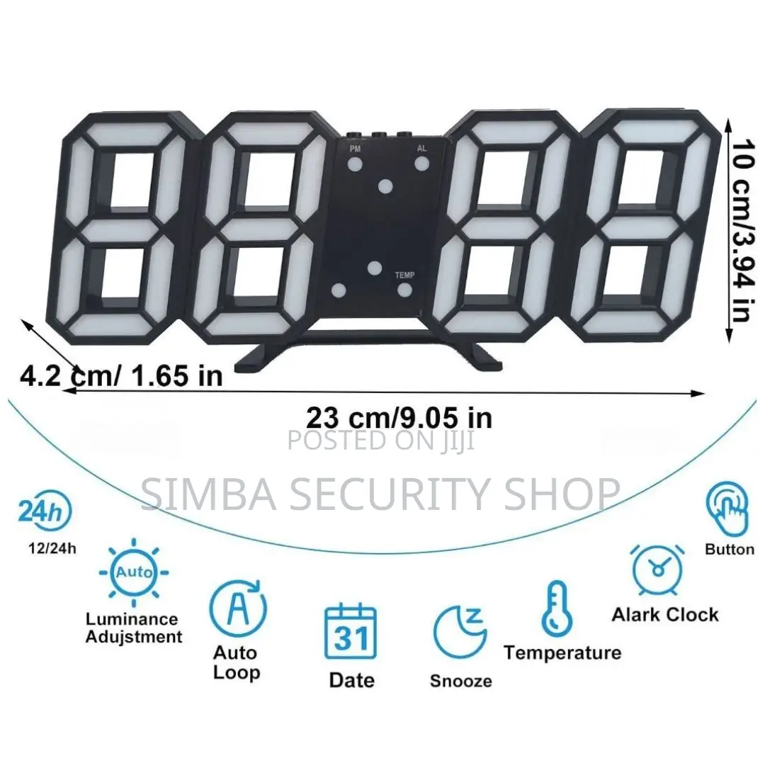 Gaming Smart 3d Led Digital Clock Black With Alarm Usb Thermometer Ai