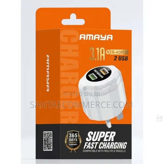 Amaya Ad012 | 3.1a Dual Usb Fast Charger