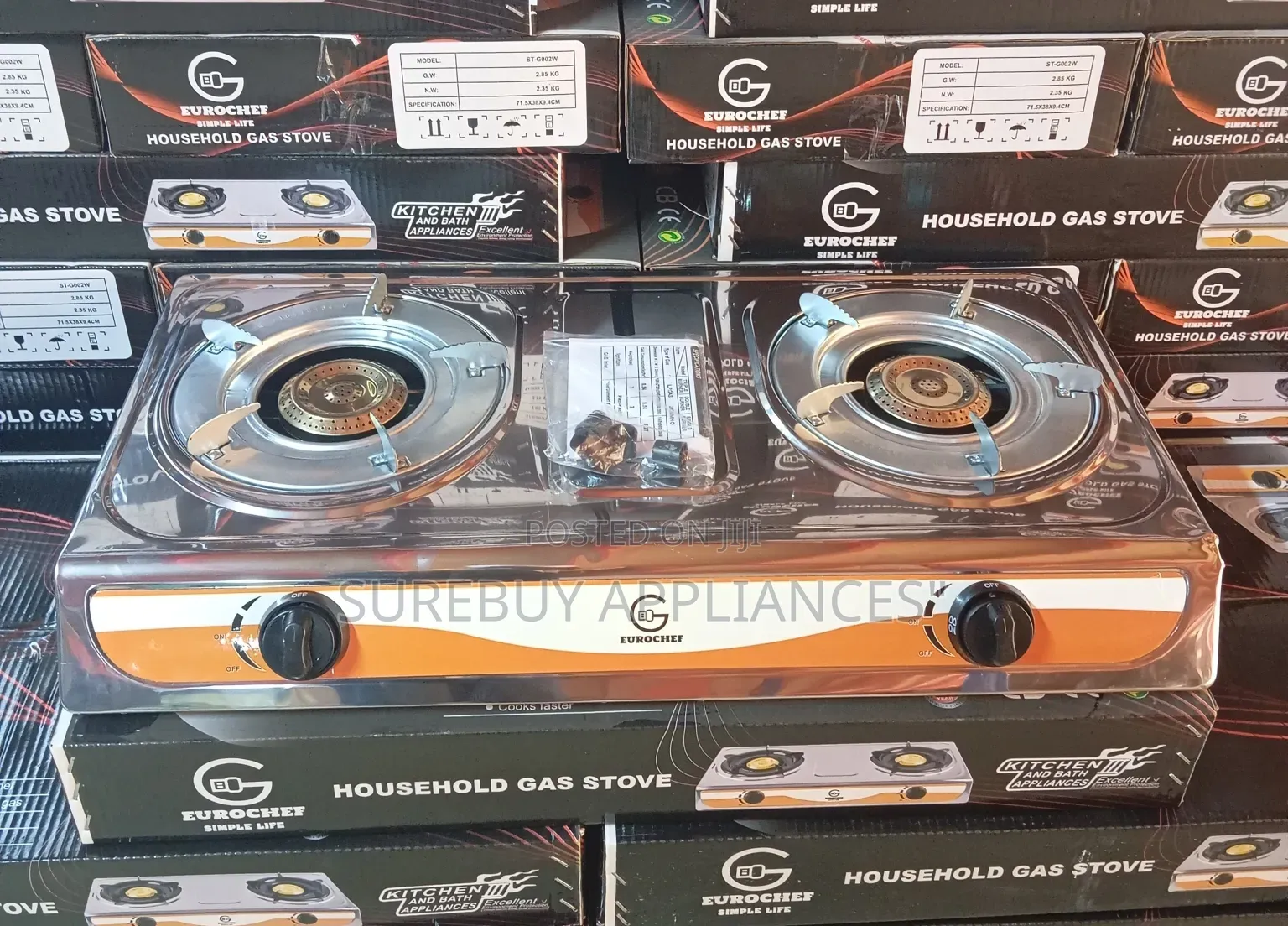 Eurochef Double Burner Stainless Steel Gas Stove