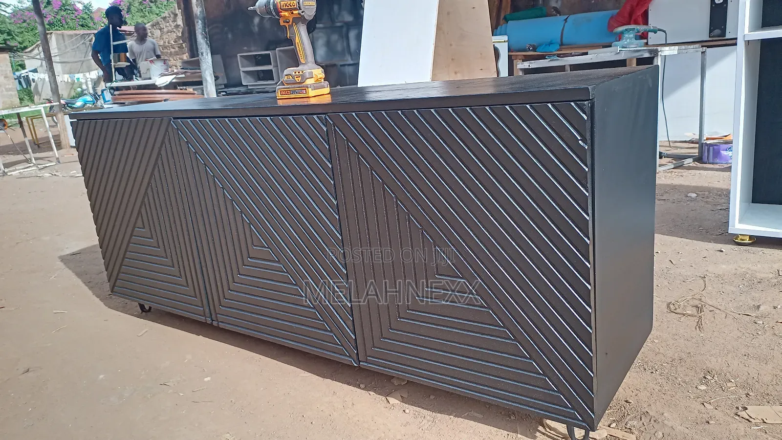 Black Patterned Tv Stand