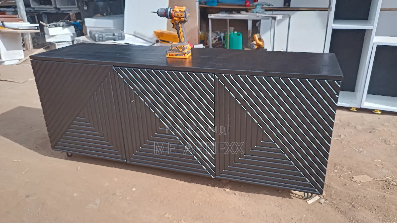 Black Patterned Tv Stand