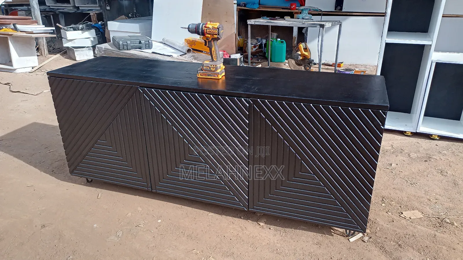 Black Patterned Tv Stand