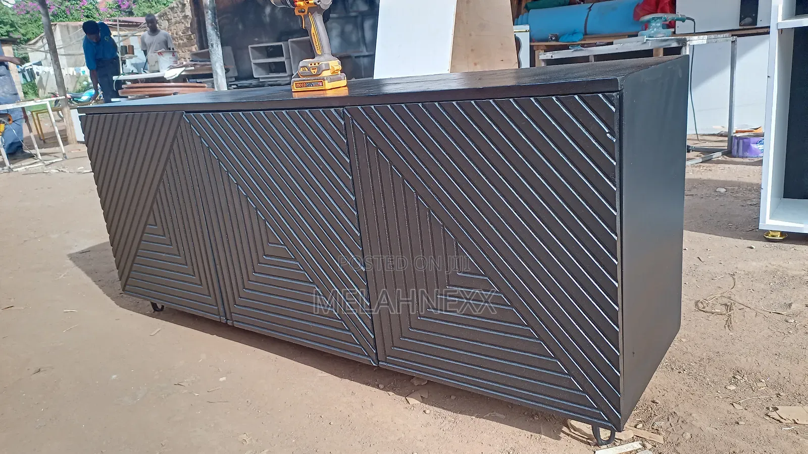 Black Patterned Tv Stand
