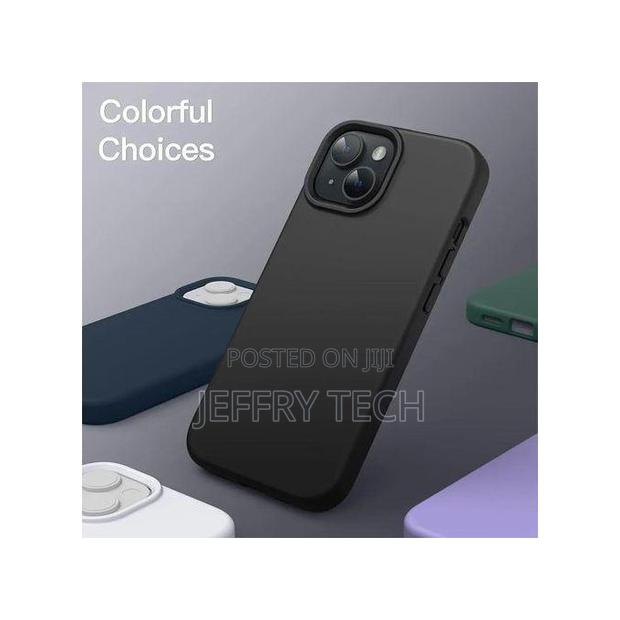 iPhone 14 Case - Soft Liquid Silicone Shockproof Back Cover (Black) - thumbnail 2