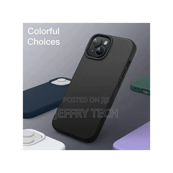 iPhone 14 Case - Soft Liquid Silicone Shockproof Back Cover (Black)
