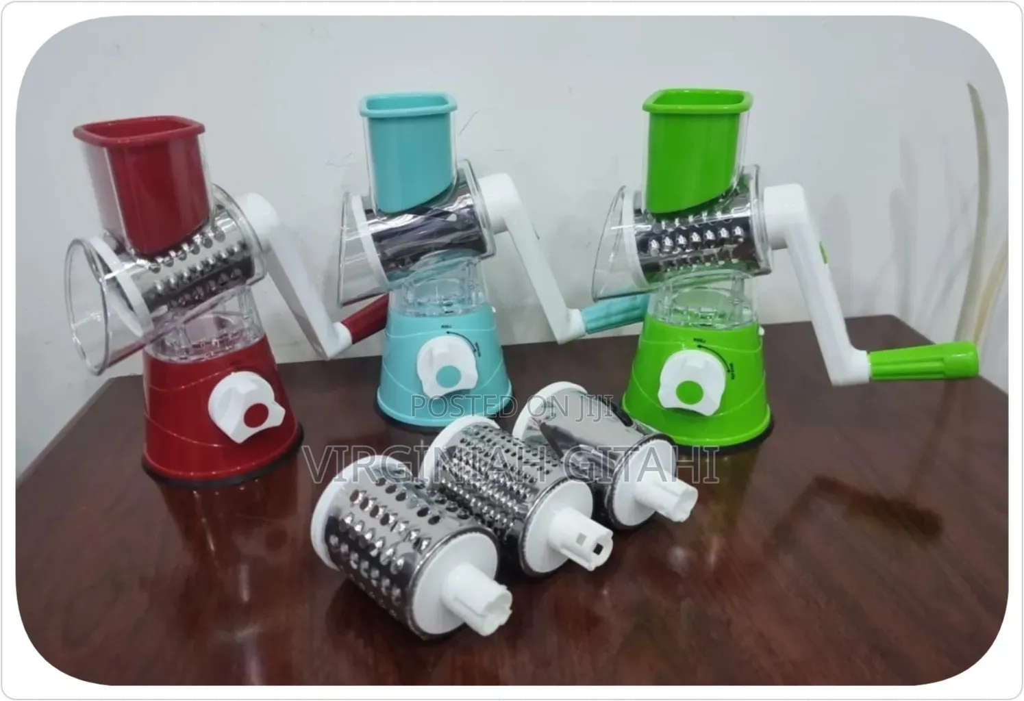 Multicolor*Table Top Rotary Drum Grater With 3 Slicing Options