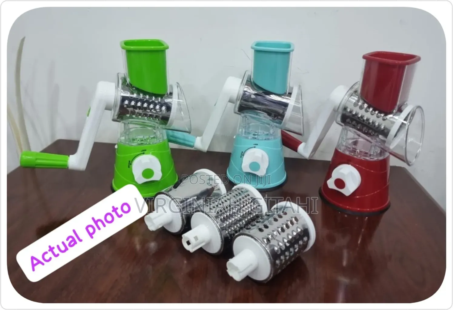 Multicolor*Table Top Rotary Drum Grater With 3 Slicing Options