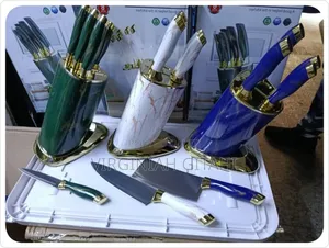 6pcs Kitchen Knife Sets With Round Stand and Gold Base