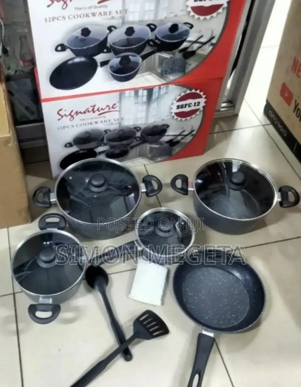 Black 12 Pieces Signature Die Cast Nonstick Cookware Set