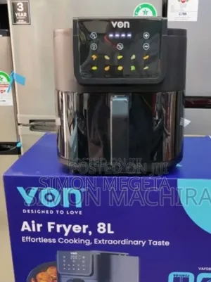 Black Digital Von 8l Air Fryer Slim Air Fryer