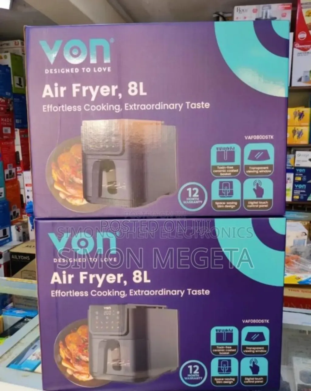 Newly Restocked Von 8l Air Fryer Slim Air Fryer