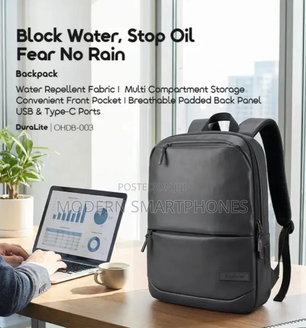 Oraimo Duralite Waterproof Spacious Charging Laptop Bag Backpack - thumbnail 2
