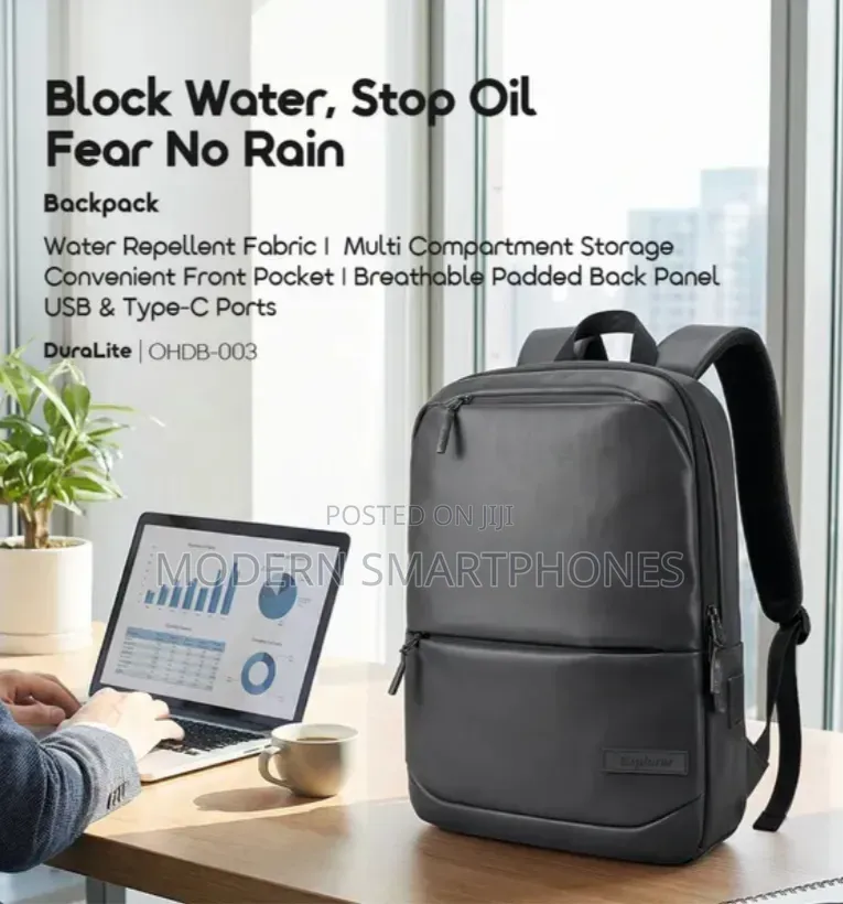 Oraimo Duralite Waterproof Spacious Charging Laptop Bag Backpack
