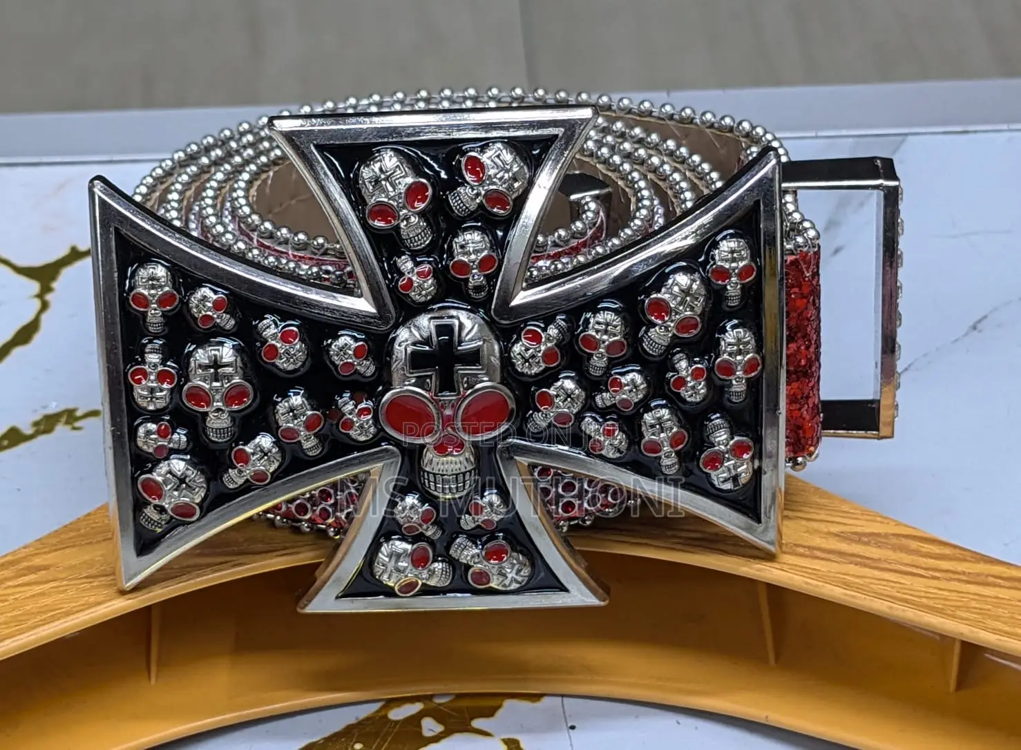  Gothic-Style Iron Cross/ Skull Bb Simon Belts