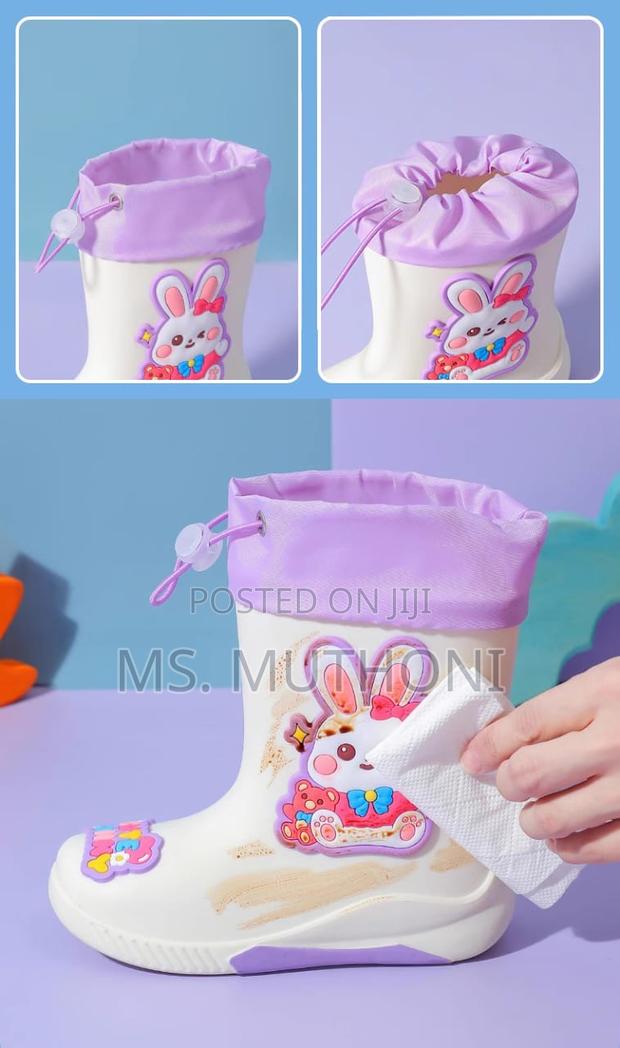 Cute Kids Cartoon Theme Waterproof Gumboots With a Tie Loop* - thumbnail 3