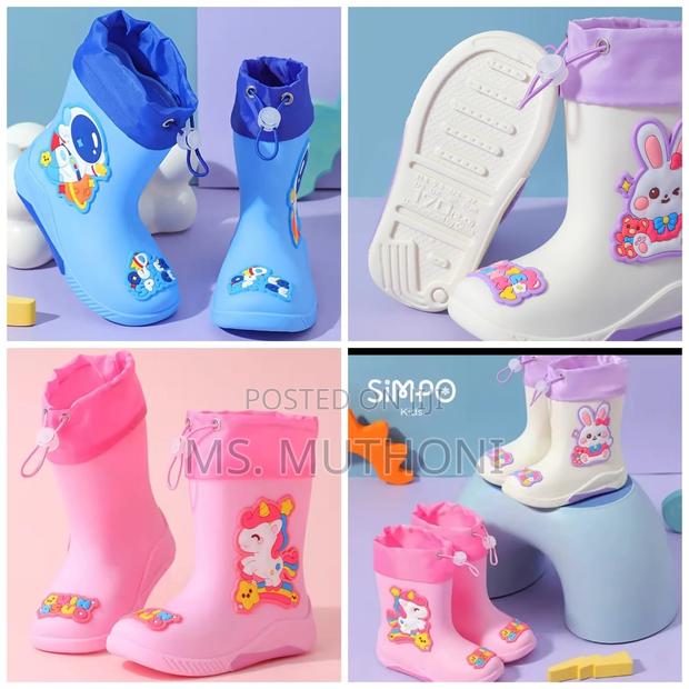 Cute Kids Cartoon Theme Waterproof Gumboots With a Tie Loop* - main view
