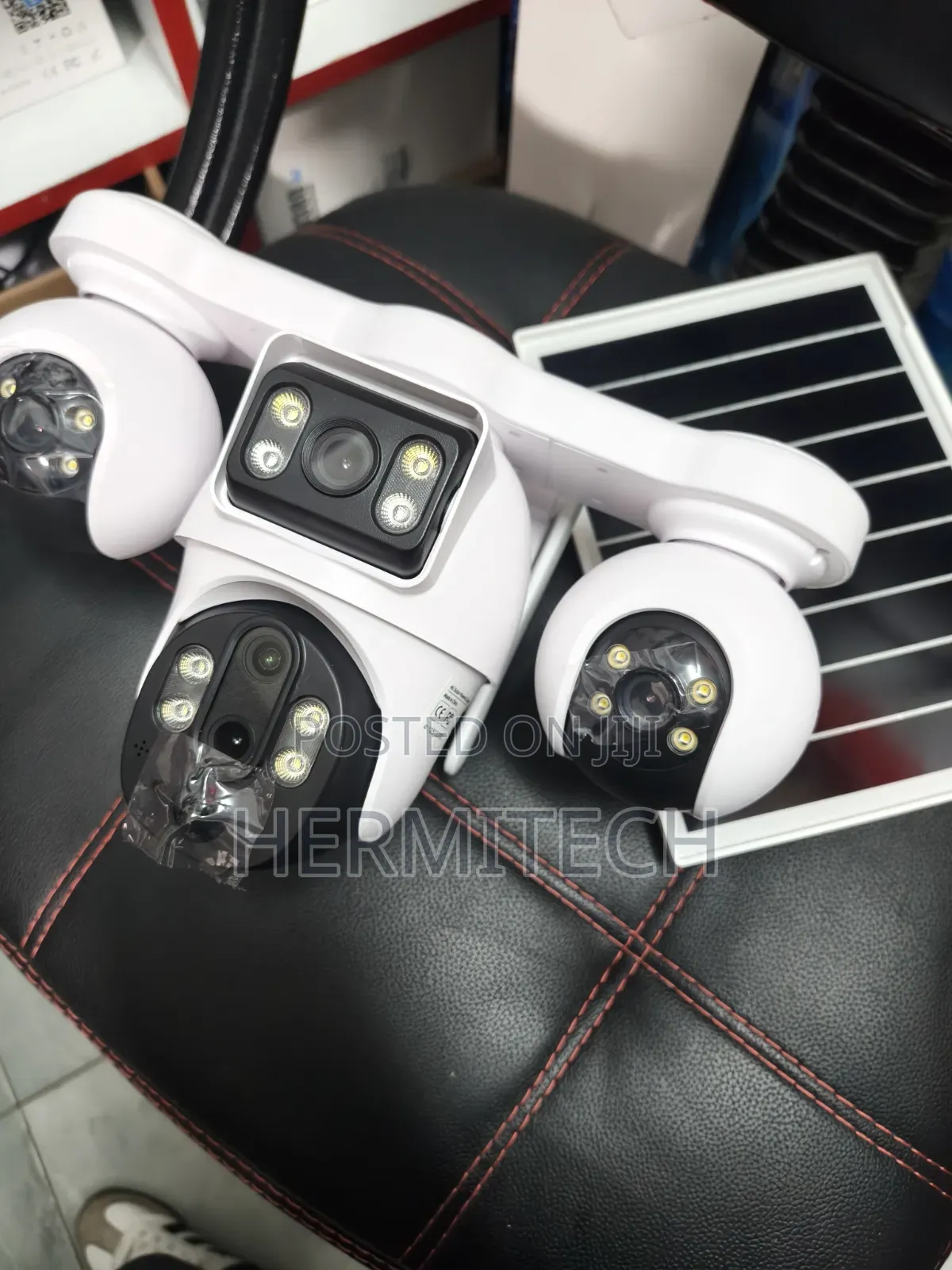 Solar Powered Quad Lens 4g V380 Outdoor CCTV Camera