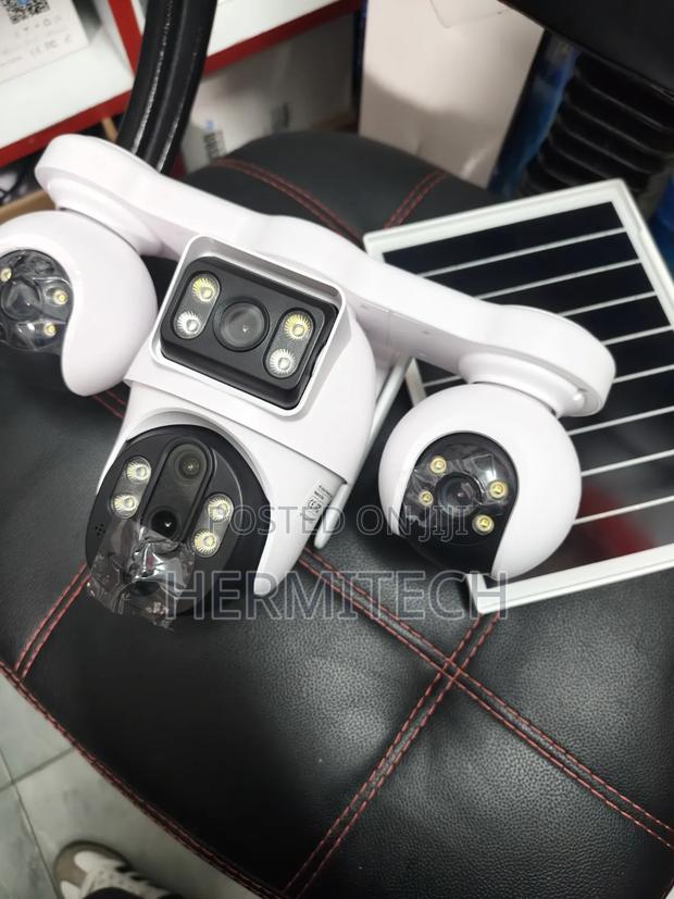 Solar Powered Quad Lens 4g V380 Outdoor CCTV Camera