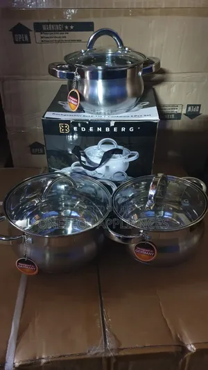 Edenberg 6-Piece Stainless Steel Cookware Set | Pots With Glass Lids