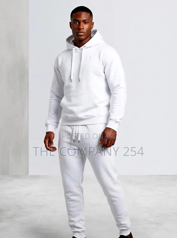 Quality Leather Casual Unisex 2 Piece Men Plain Hoodies Sweatpants
