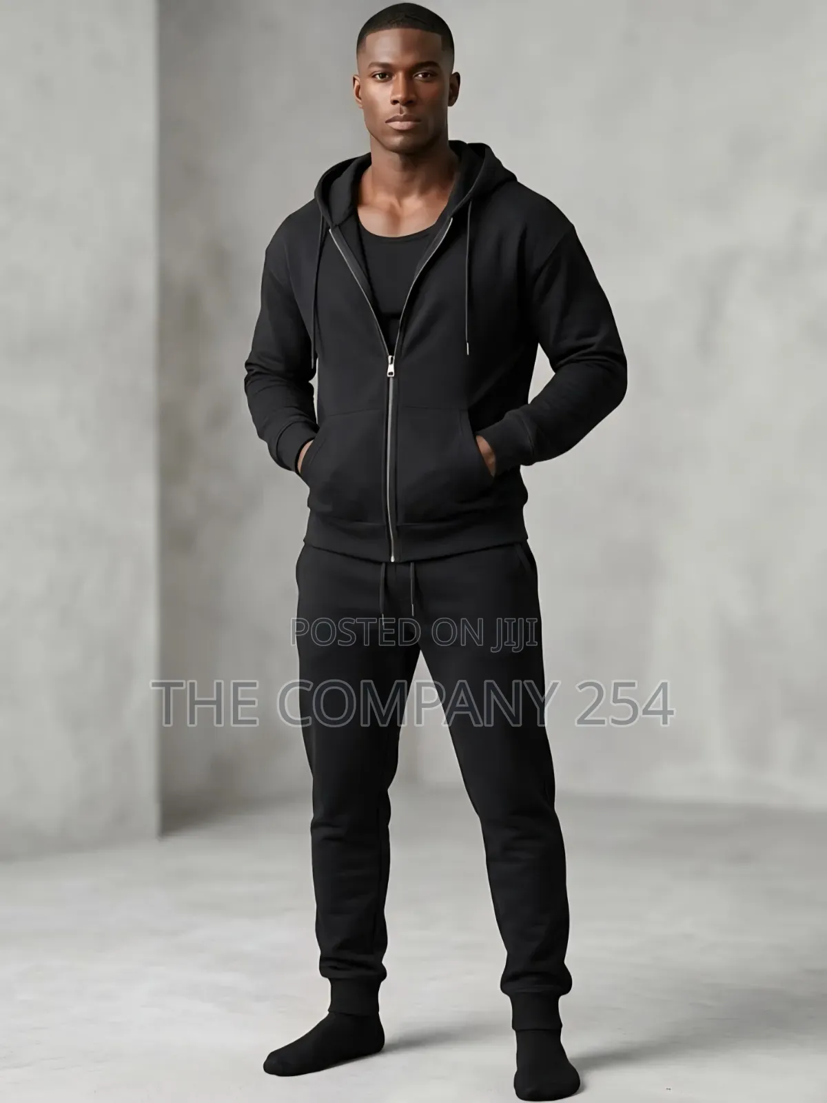 Quality Leather Casual Unisex 2 Piece Men Plain Hoodies Sweatpants