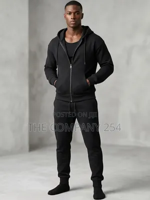 Quality Leather Casual Unisex 2 Piece Men Plain Hoodies Sweatpants