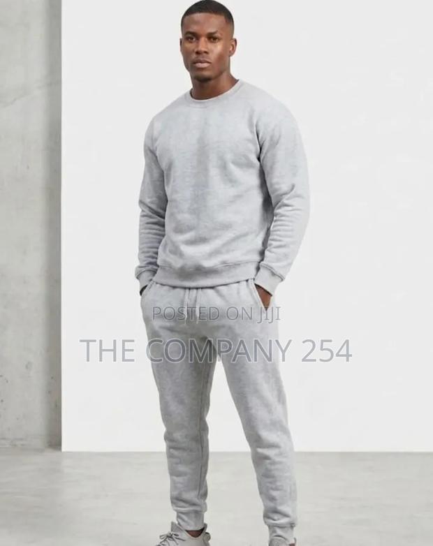 Quality Leather Casual Unisex 2 Piece Men Plain Hoodies Sweatpants - thumbnail 6