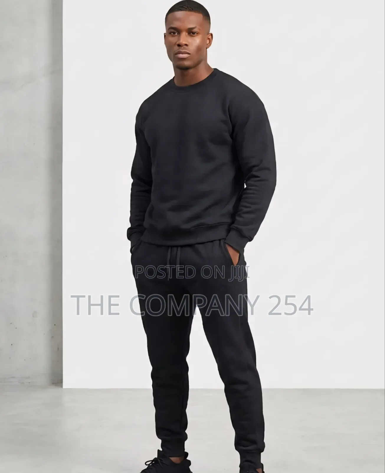 Quality Leather Casual Unisex 2 Piece Men Plain Hoodies Sweatpants
