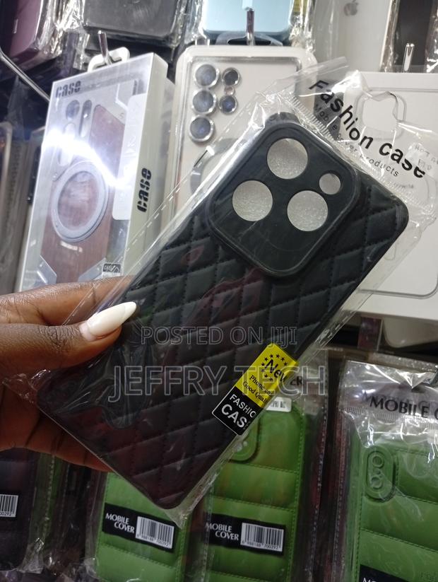 Black Pattern Leather Mobile Phone Cover Designed for the iPhone 14, - thumbnail 2
