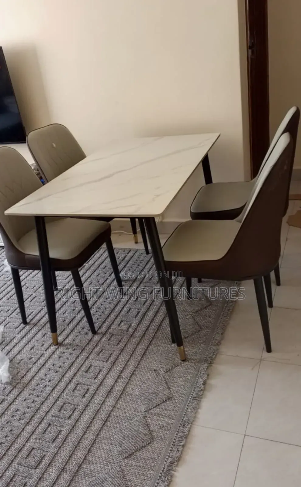 Marble Top Dining Table With 4 Dining Chairs