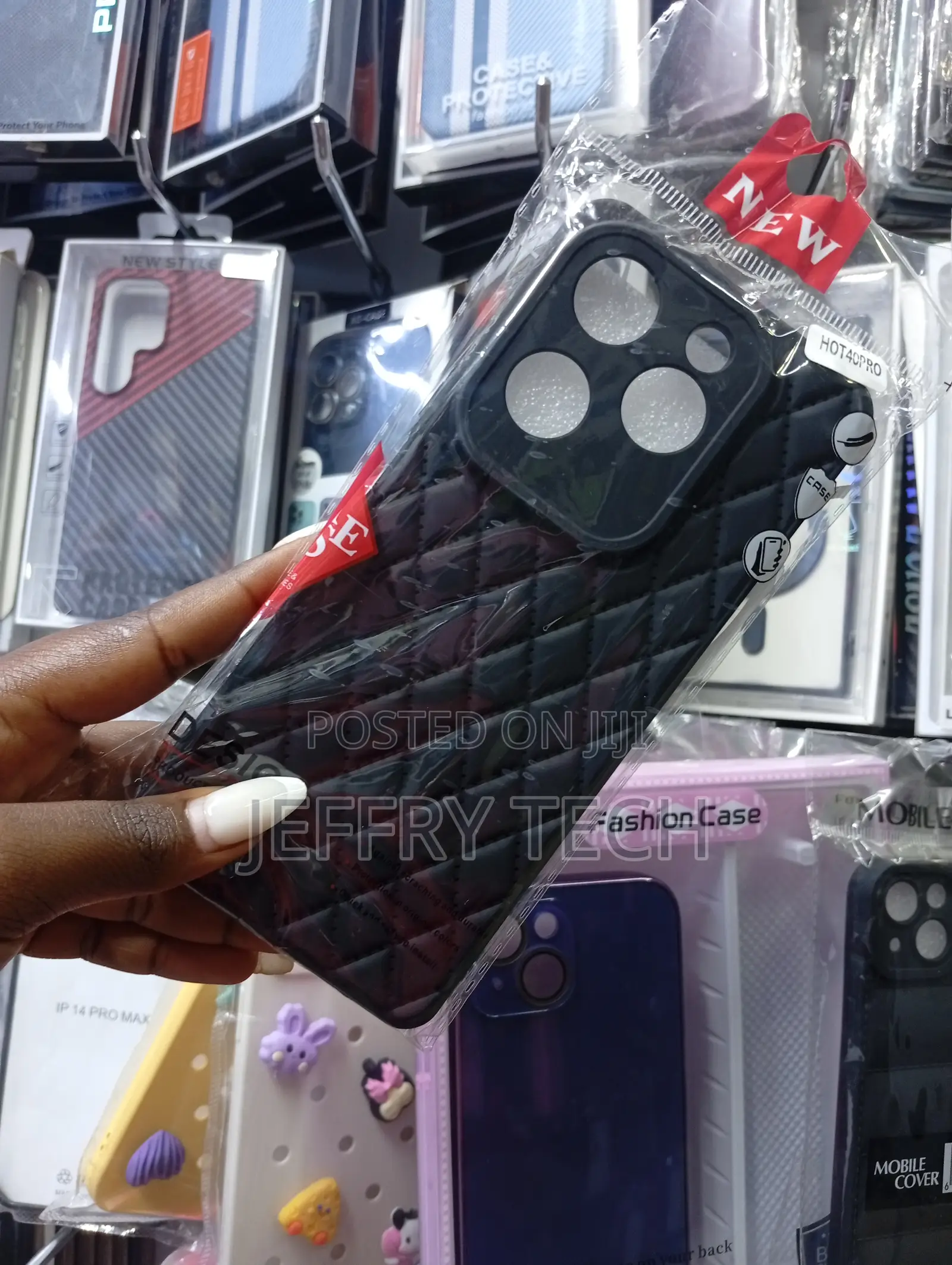 Black-Texture Phone Case Designed for the Infinix Hot 40 Pro.