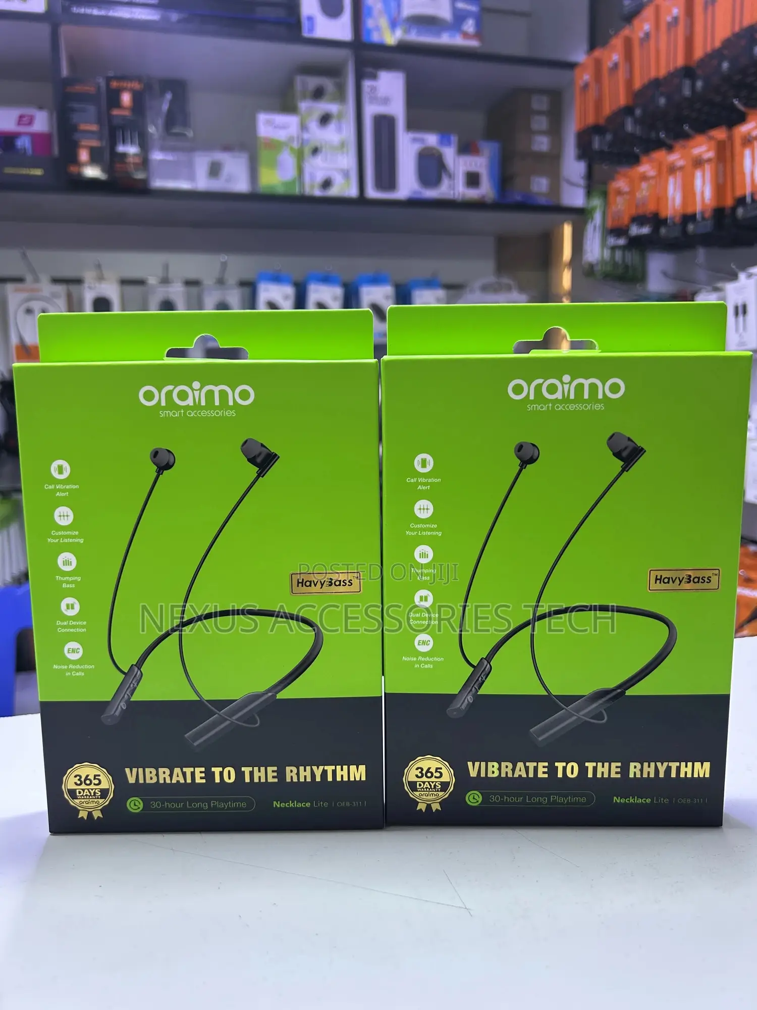 Oraimo Necklace Lite Oeb-311 – 30h Playtime, Bass,Call Vibration Alert