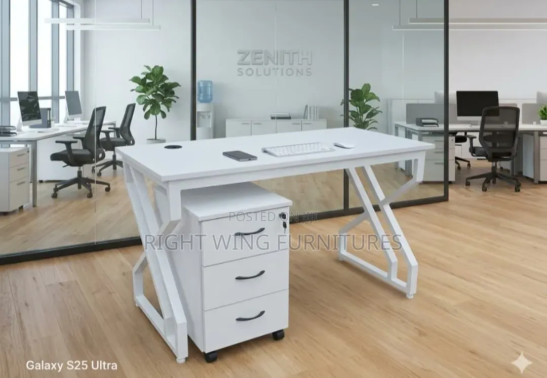 With Storage Locker Office Metallic Table
