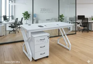 With Storage Locker Office Metallic Table